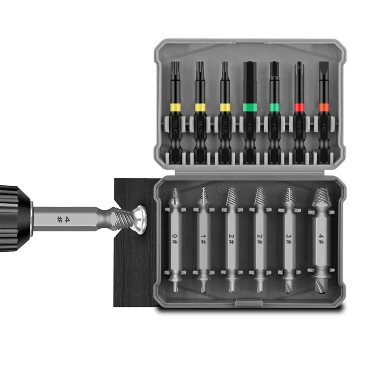 A96Q-13Pcs 깨진 와이어 추출기 다기능 나사 추출기 깨진 와이어 단어 매화 육각형 스크루 드라이버 헤드를 가져갑니다.
