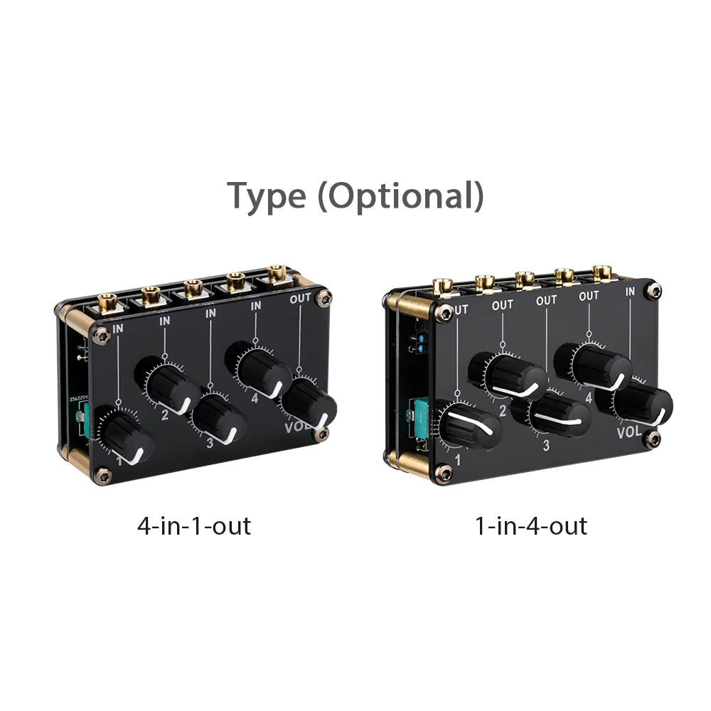 4-in-1-out Passive Mixer Module Mini Stereo 4-Channel Passive Mixer Audio 4 Audio Input to 1 Output Ultra Compact
