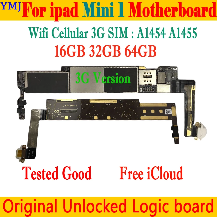 A1432 Versione Wifi A1454 O A1455 Icloud Gratuito Originale Per Ipad Mini 1 Scheda Madre Per Ipad Mini1 Logic Board Con Sistema Ios