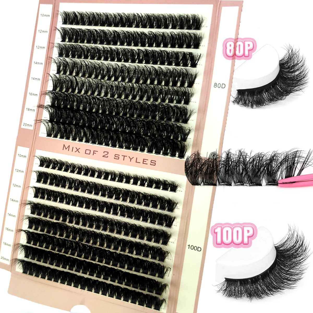 

320 кластеры 10-20 мм Искусственные норковые ресницы 60/80/100d наращивание ресниц 5D Flully Индивидуальные Накладные ресницы Объемные ресницы макияж ресницы