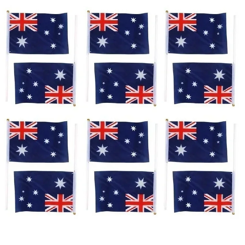 5/10pcs Hand Held Mini Flag Waving Australian National Flags Plastic Poles 21X14cm Australia Flag Ball Game Hand Cranked Flag