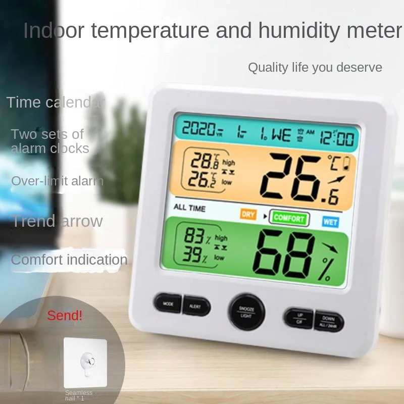 

Indoor Temperature and Humidity Meter Color Screen High Precision Household Wall Mounted Electronic Digital Display Thermometer