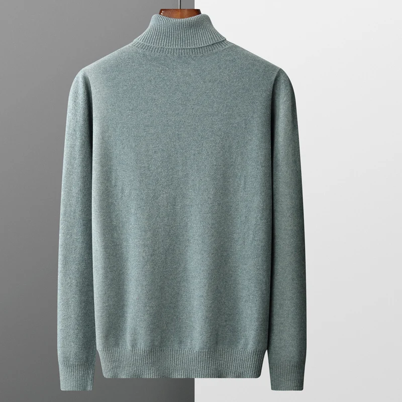 Autumn and winter new 100% merino cashmere sweater men's knitted pullover padded warm turtle neck fashion loose plus size coat 6