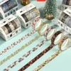 5 Rolls Spring Floral Washi Tapes Colorful Flowers Watercolor Plants Masking Tape Scrapbooking Journal DIY Craft Gift Wrapping 5