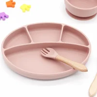 Non-Slip Silicone Divided Plate Waterproof BPA Free Toddler Eating Plate Sturdy Lightweight Feeding Plate Eating Training