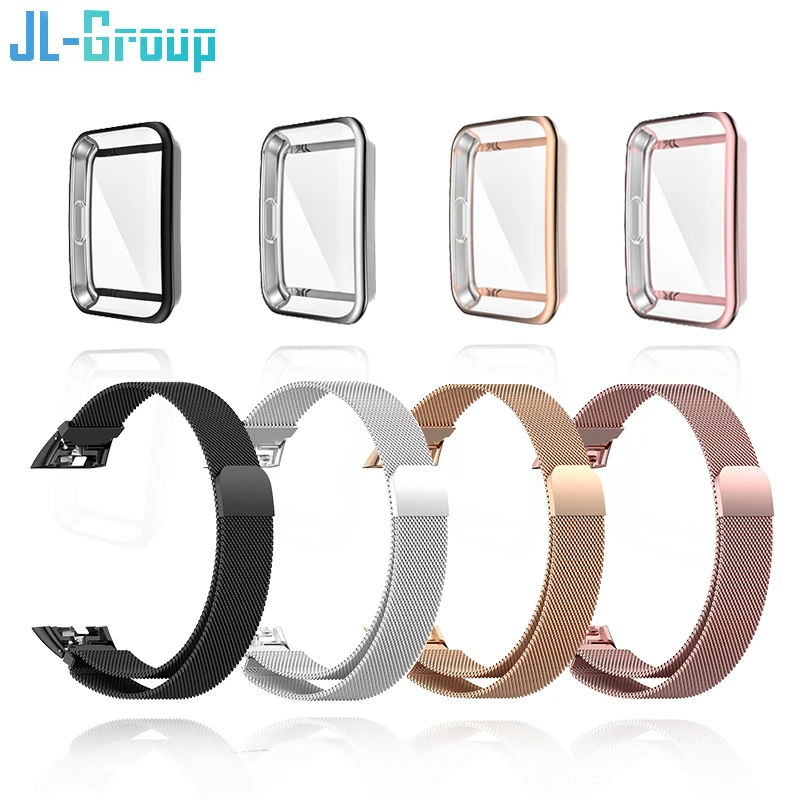 Milanese Magnetic Loop Metal Strap with TPU Case & Screen Protector Film