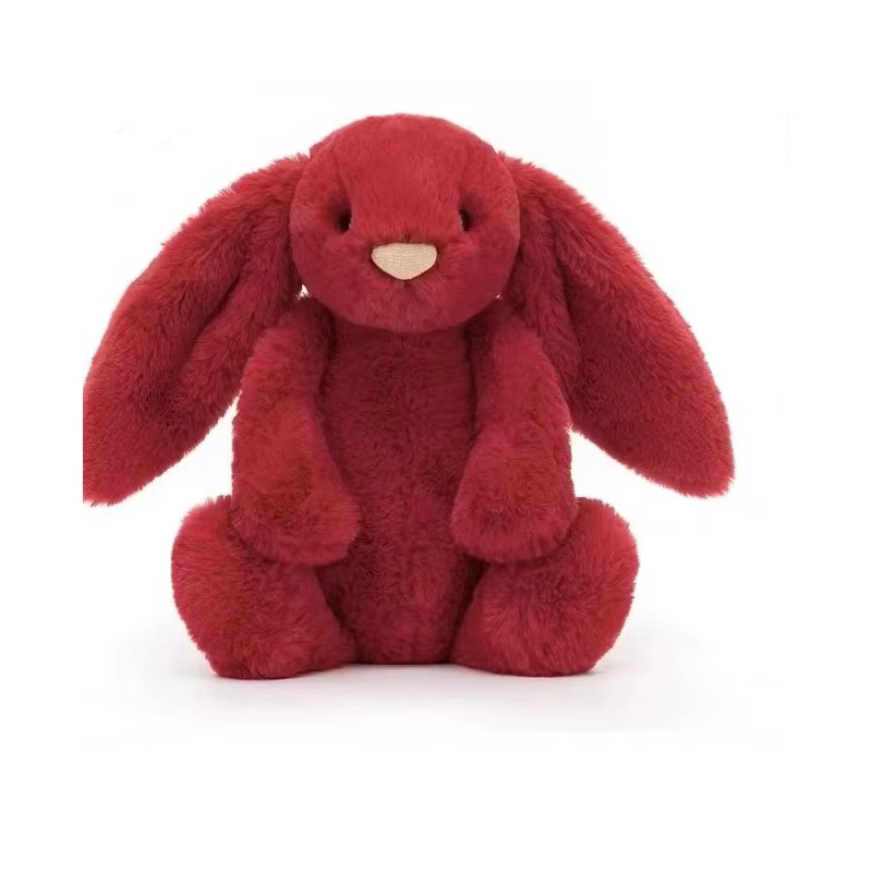 JELLYCAT New Christmas Red Bunny Rabbit Plush Doll Shy Rabbit Soothing Doll Home Decoration Cat Interactive Stuffed Animal Toy