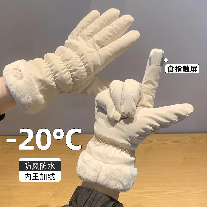 Hot Fashion Women Gloves Autumn Winter Cute Furry Warm Mitts Full Finger Mittens Women Outdoor Sport Female Gloves Screen fashion women winter gloves outdoor cycling thickened velvet mittens windproof warm gloves cute furry sport female gloves screen