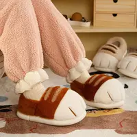 New fluff cuddly cat slippers women's lovely kitty paw winter shoes faux fur slipper woman stylish animal kitten claw home shoes - Image 5