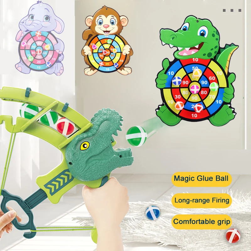 New Dinosaur Slingshot Target Sticky Ball Dartboard Creative Throw Sports  Board Games Montessori Basketball Christmas Gift Toys