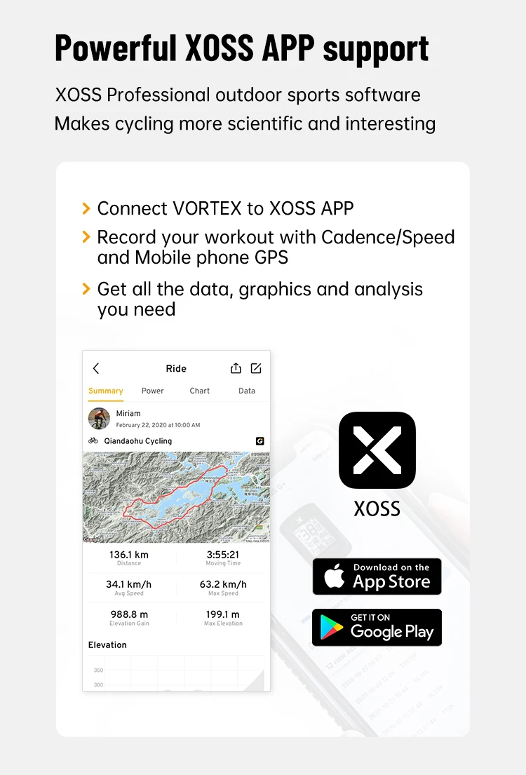 Displej párovania Bluetooth senzora XOSS Vortex