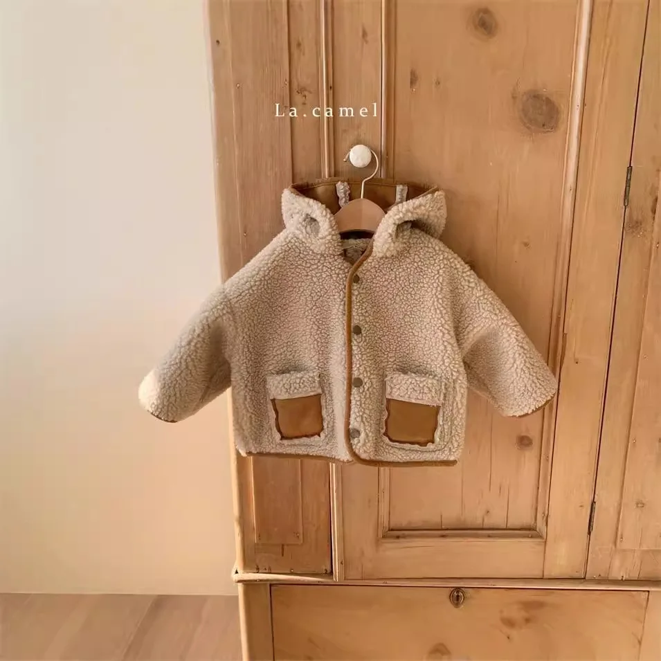 Baby Jacket Hooded Coat Winter Plush Velvet