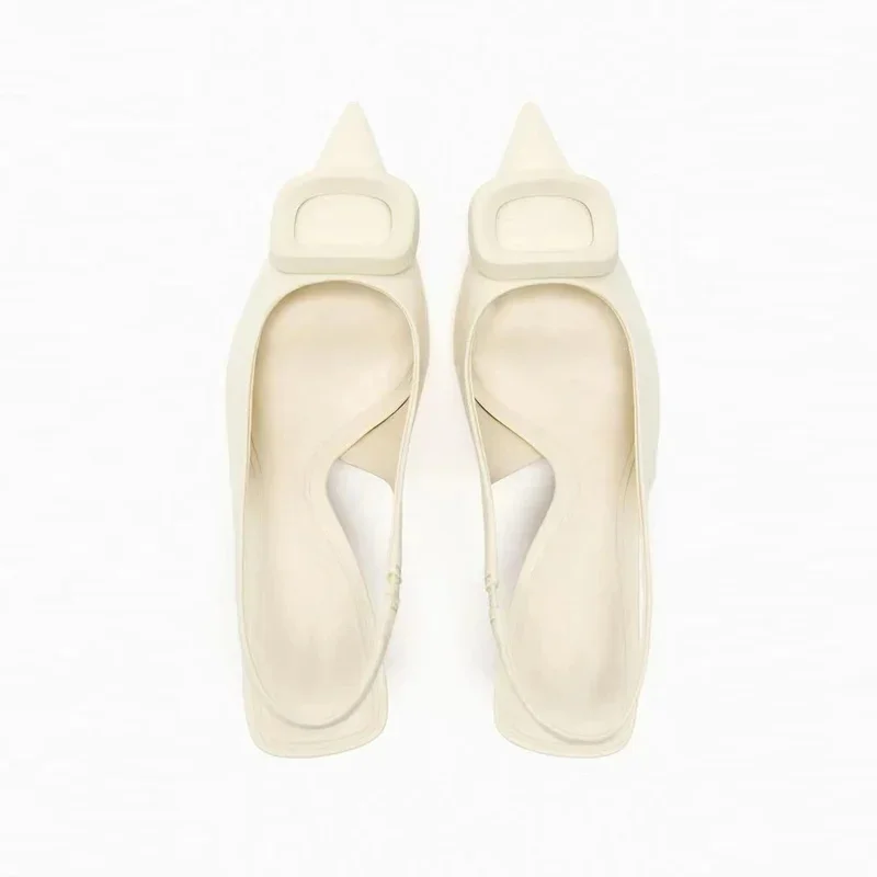 TRAF Women Beige High Heels Fashion Pointed Toe Pumps Women Slingback High Heels 2024 Elegant Woman Party Stiletto Heeled Shoes 4
