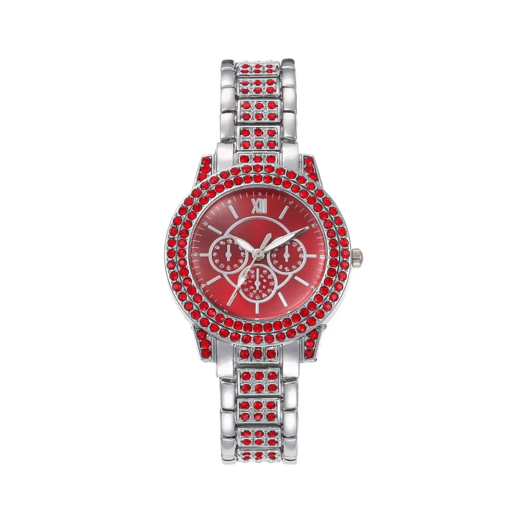 Full Diamond Luxury Bracelet Watch Set Women's Time Quartz Watch Exquisite Six Piece Jewelry Set