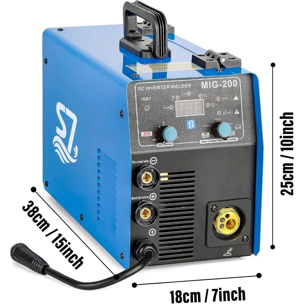 MIG Welder 200Amp 110V/220V Gas MIG/Gasless Flux Core MIG/Stick/Lift TIG/Spot Welding/Spool Gun Multi Process Welding Machine 5