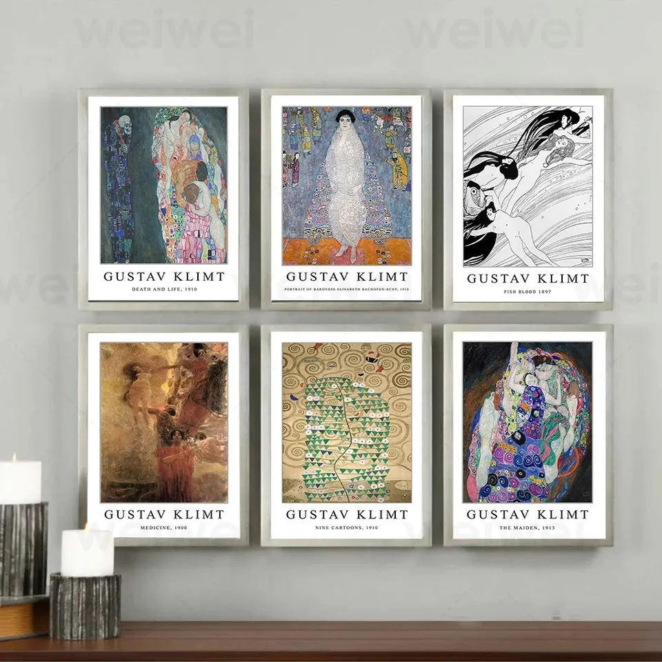 Gustav Klimt Poster neue Kunst abstrakte weibliche Sex und Liebe nackte Leinwand Malerei drucken Vintage Wandbild Wohnzimmer Wohnkultur _ Foto