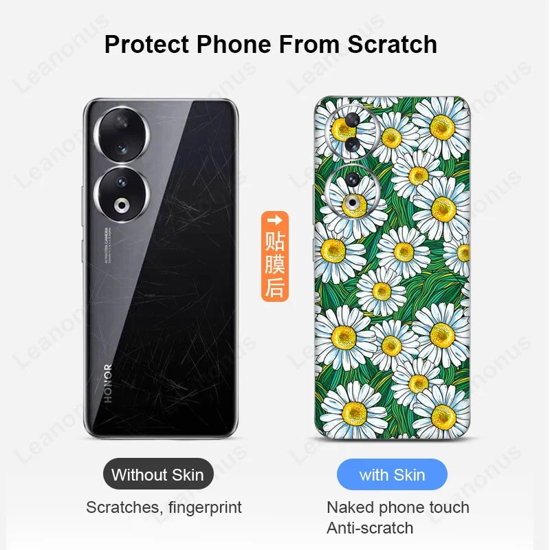 Capa Protetora de Tela Traseira Pele Decalque com Design de Mármore Envoltório 3m com Protetor de Câmera Adesivo Fosco Honor 90 Pro - Image 6