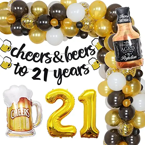 choque profesional Bermad Kit de guirnalda de globos para hombre, suministros de fiesta de cumpleaños  21/30/40/50/60 años, temática de cerveza, Cheers & Beers To 21 años -  AliExpress Hogar y jardín