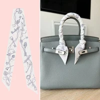French Summer Classic Key Chain Female Decoration Twill Long Ribbon Binding Bag Silk Ribbon Hair Belt Hot Selling Small Scarf 1