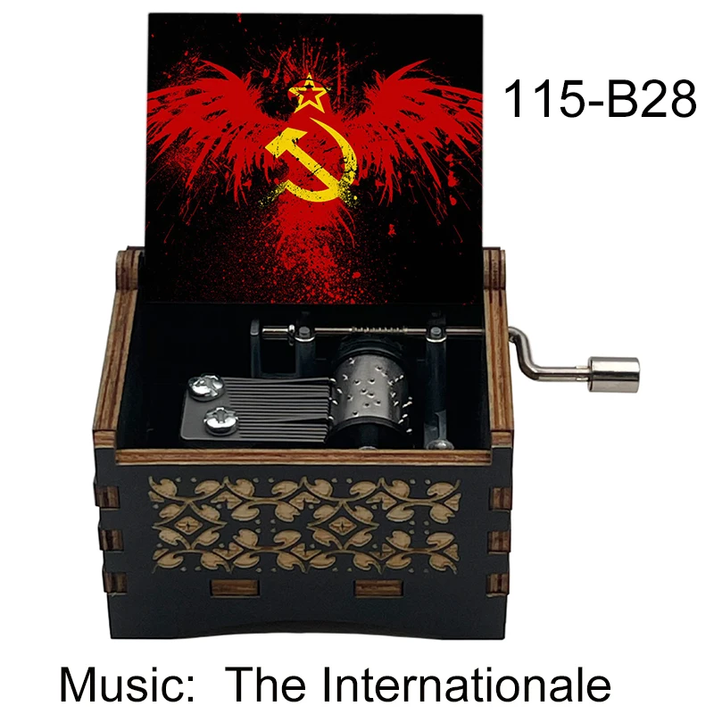 Black Wood The Internationale Music Box 18 Tones Musical Gifts For Senior Grandparent Commemorative Souvenir New Year Cute Decor