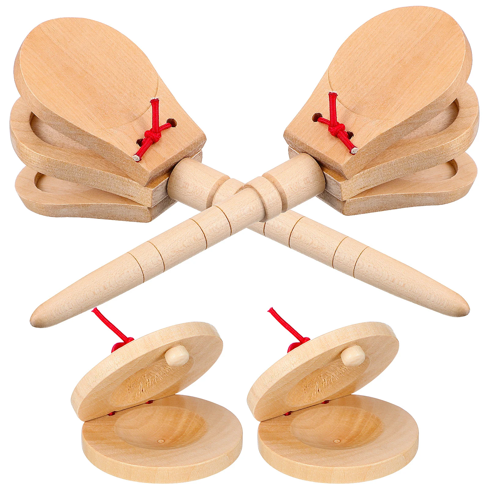 

4 Pcs Castanet Toys Finger Wood Flapper Waving Board Percussion Castanets Musical Instruments Wooden Practice Preschool