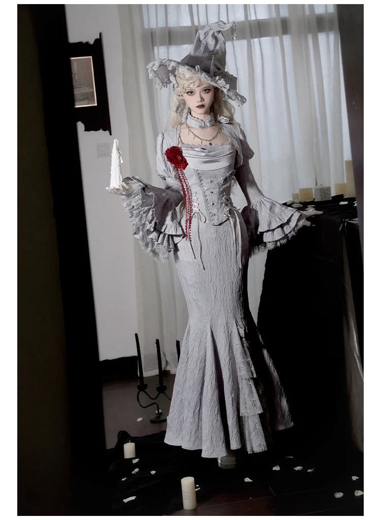 Women's Gothic Camisole Fishtail Skirt Set