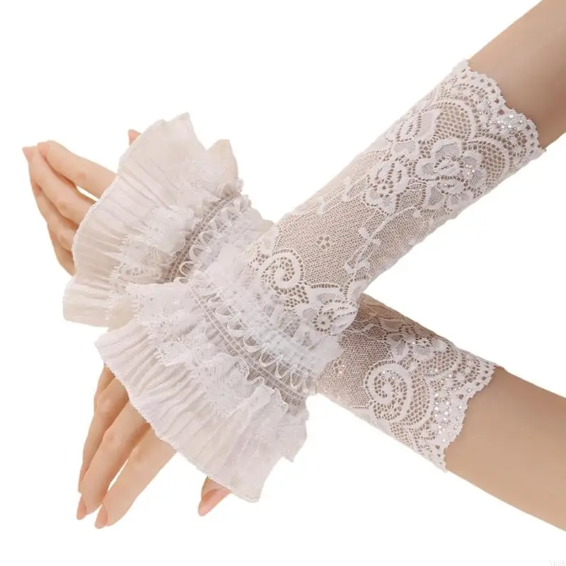 1 Paar Spitzen-Armstulpen, geeignet für verschiedene Outfits und Anlässe, perfekt für Nägel, Kunst, Fotografie, Y08E – Detail 2