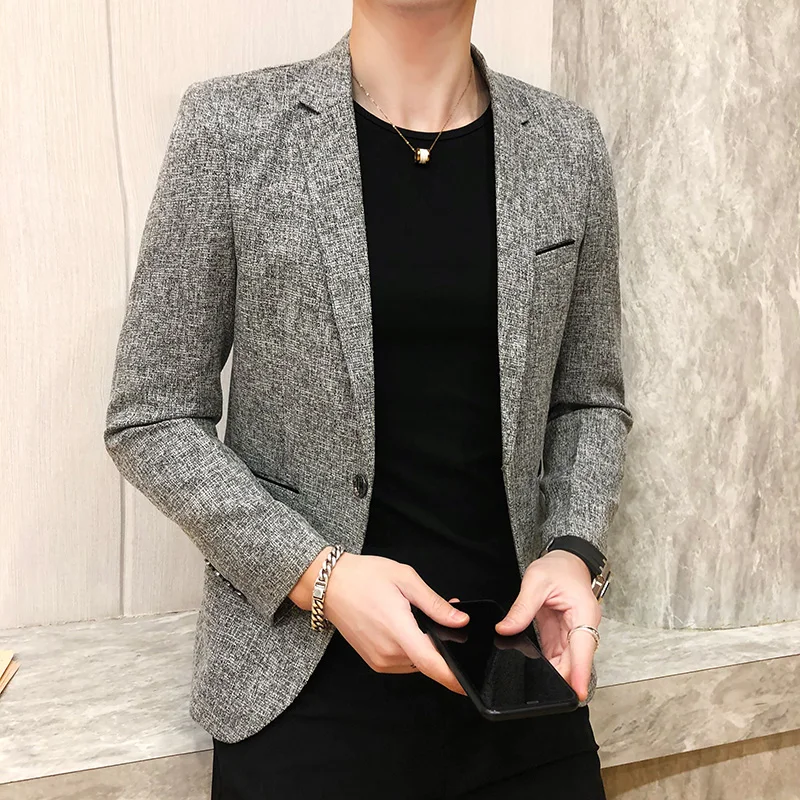 Men Suits Jackets Spring Autumn Blazers Men Fashion Slim Solid Color Single Breasted Coat Casual Business Suits Men's Blazers Tops