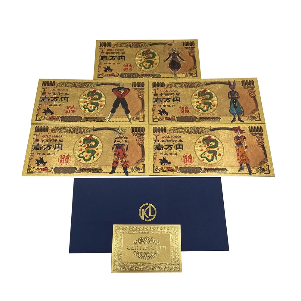 Bandai Dragon Ball Z Conjuntos de Notas de Ouro Coleção 24k