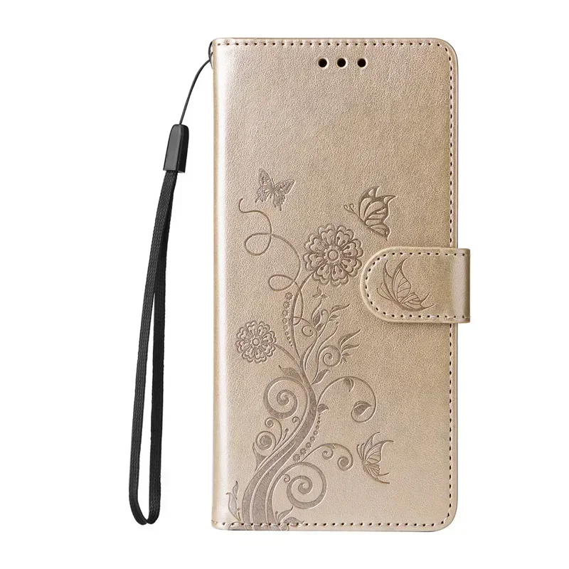 Fringed Iris Leather Flip Wallet Phone Case with Card Slot