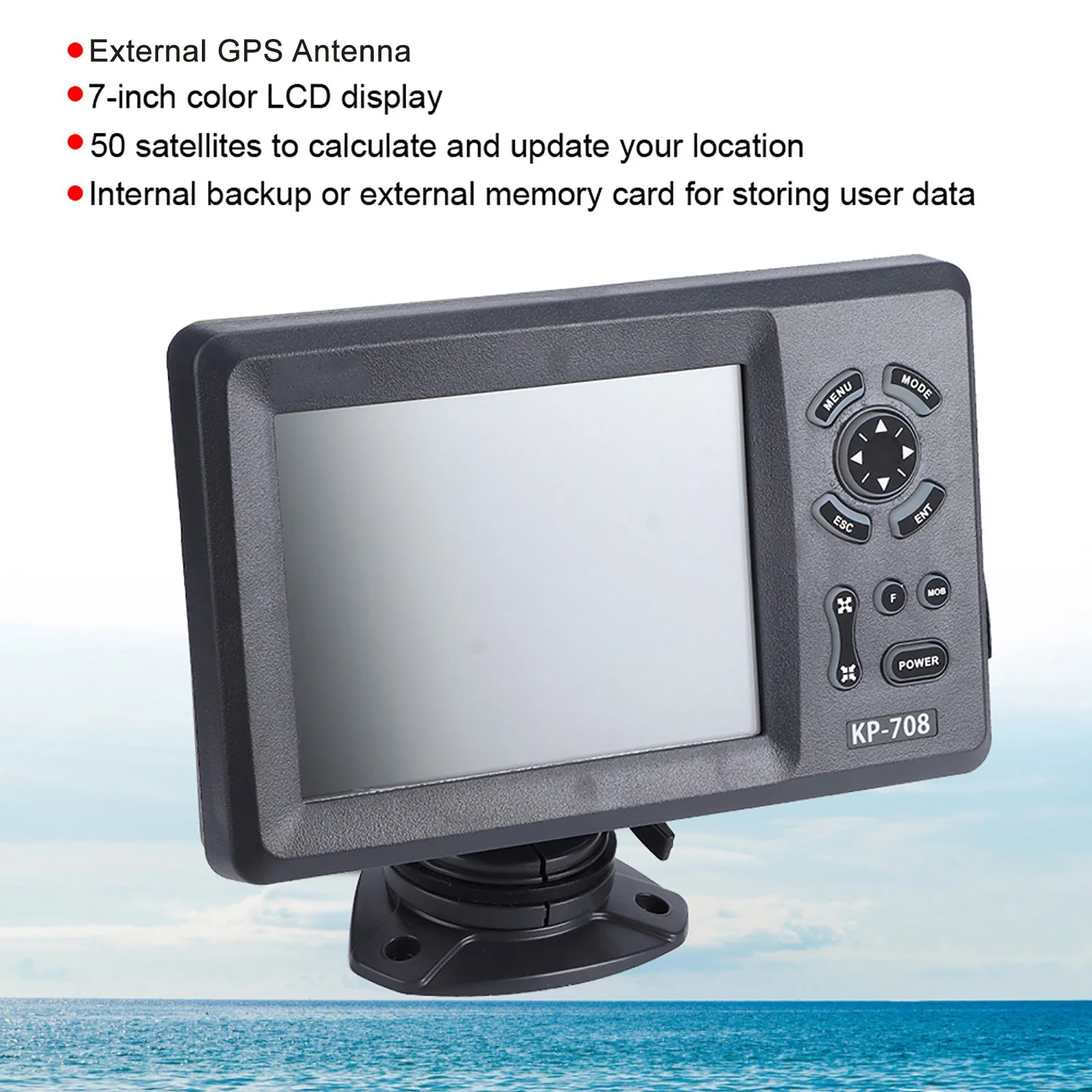 KP-708 7in Marine GPS Navigator marine gps navigator Navigation Chart Plotter with Colorful LCD External GPS Antenna Transponder Combo Navigator