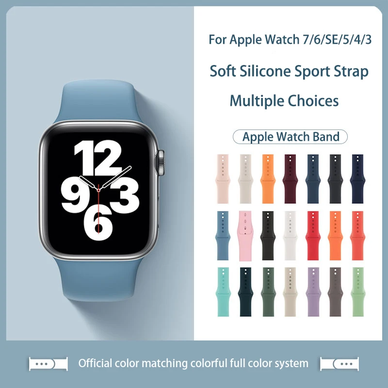 Sport Silicone Strap for Apple Watch Band 45mm 41mm 40mm 38mm Soft Bands Waterproof Wristbands for iWatch Series 7 SE6 5 4 3 2 1