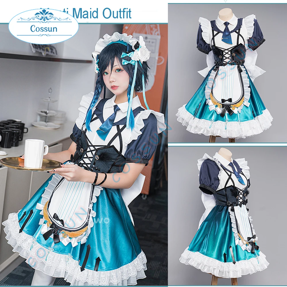 

Anime Genshin Impact Venti Game Maid Outfit Cute Dress Lolita Uniform Role Play Cosplay Costume Halloween Carnival Women 2022New