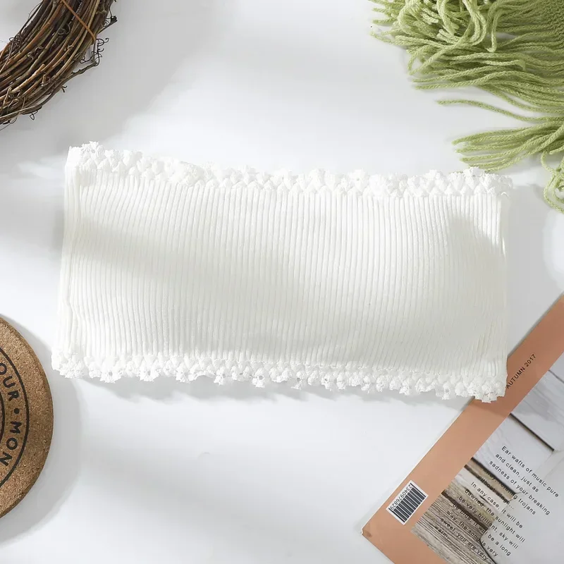 Sweet Lace Strapless Bra Non-slip Camisole for Girls Soft Invisible Beautiful Back Shockproof Vest Lingerie Versatile Underwear