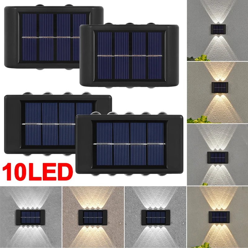 

10 LED Solar Wall Lamp Outdoor Waterproof Solar Led Lights Up and Down Luminous Lighting for Garden Yard Street Balcony Decor