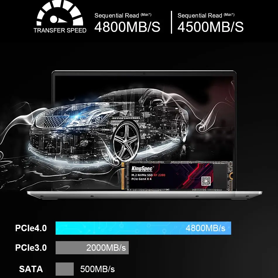 SSD M.2 NVME 2280 PCle Gen 4×4, NVMe 1.4 KingSpec 1To XF-1TB (2280) -  Disque SSD - KINGSPEC