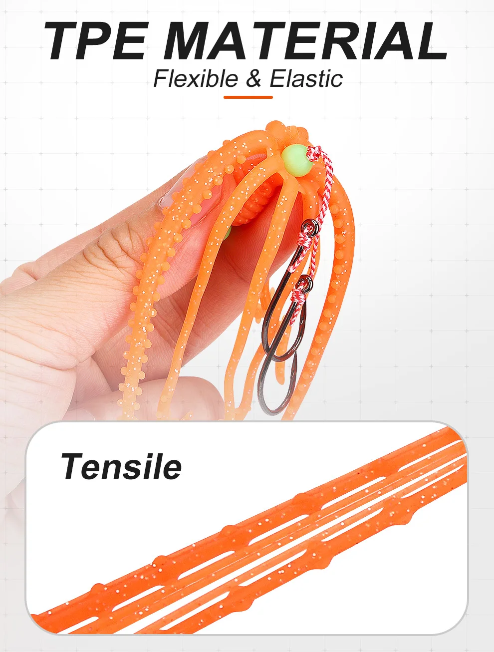 WEIHE 1 Stück/5 Stück Weicher Oktopus-Köder Mini-Tintenfisch mit Haken 15cm 10g Meeresfischen Oktopus-Köder TPE Fischköder – Detail 2