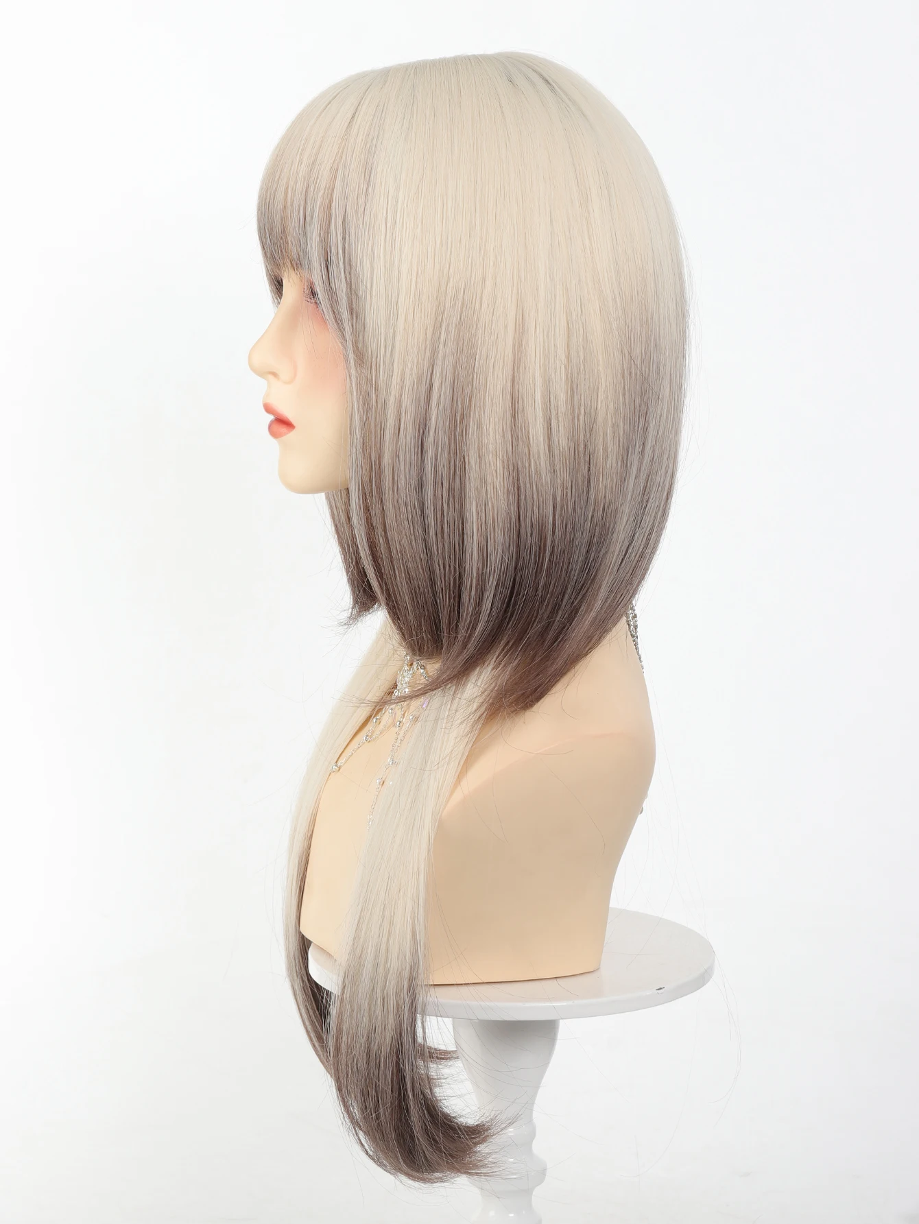 Synthetic Blonde Brown Long Straight Glueless Wig for Women