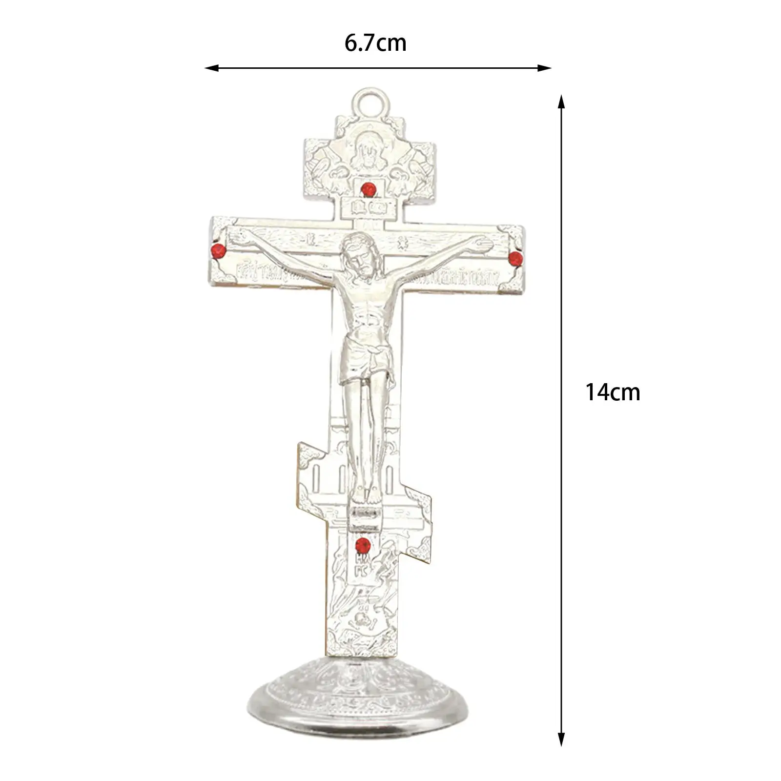 Jesus Cross for Desk Metal with Base Tabletop Ornaments Christian Home Goods Prayer Utensils Table Top Crucifix Cross Catholic