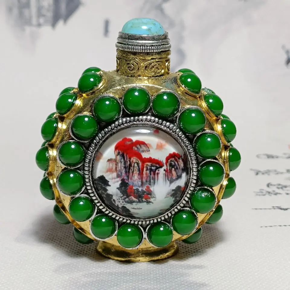 Pendant with Double-sided Glows at night Landscape map Sniffer bottle Handmade Locket Classical Ornament Charm Accessories