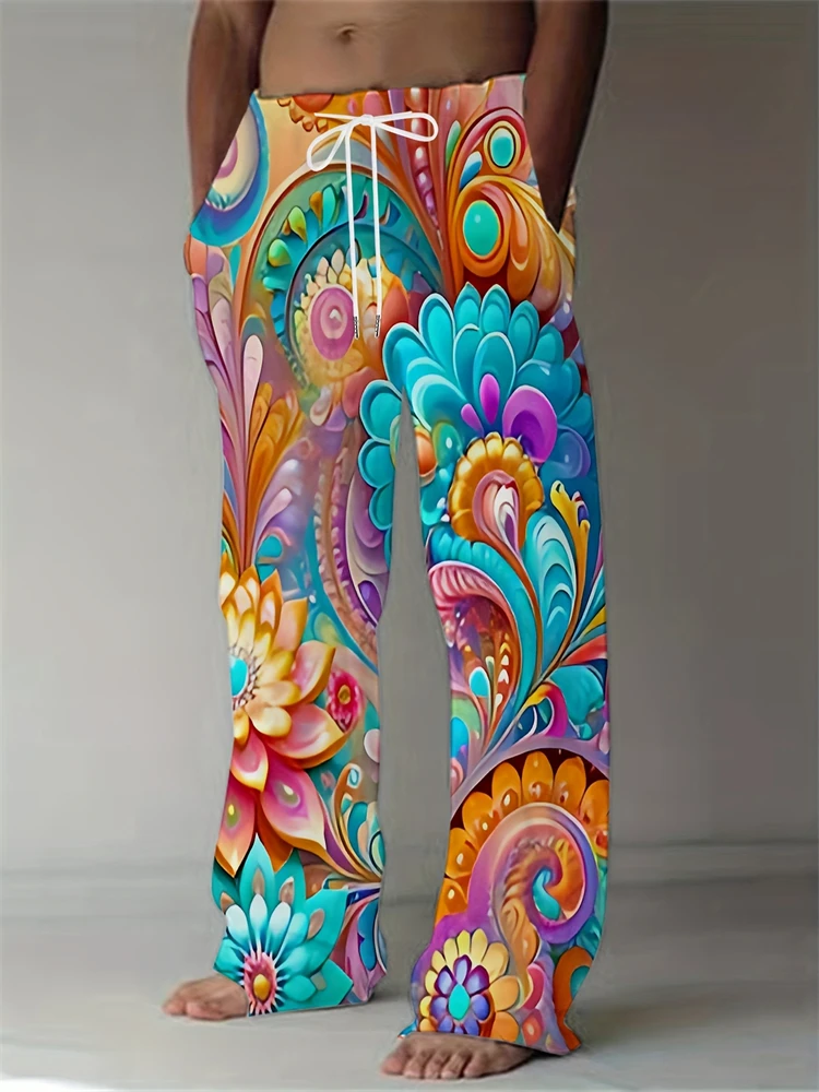 2025 جديد الربيع والصيف الرجال سراويل تقليدية الموضة فضفاضة تناسب الرباط تصميم بناطيل الشواطئ الرجال السراويل الرياضية كبيرة الحجم