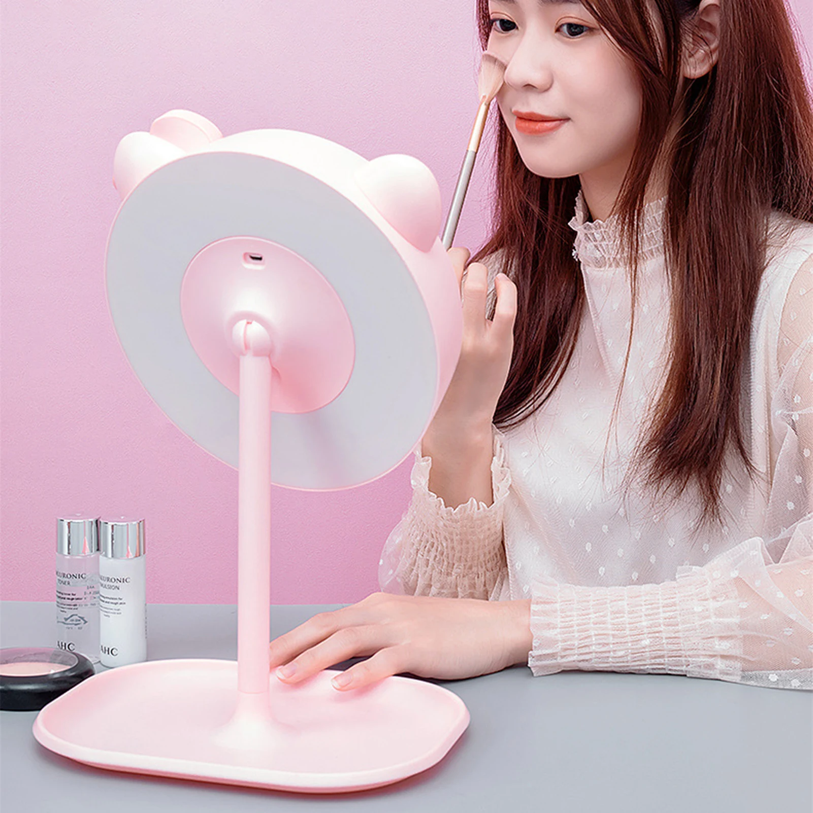 USB 충전 탈착식 LED 메이크업 거울, 터치 스크린 거울, 데스크탑 메이크업 거울, 다기능 조명, 3 가지 모드