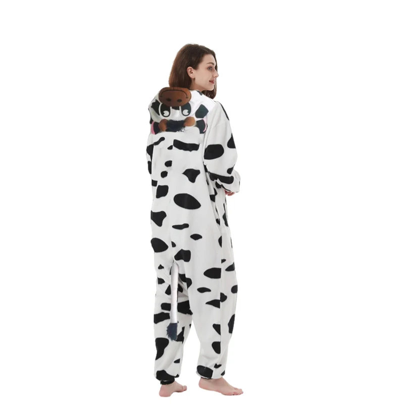 XXL Adult Zipper Anime Cow Kigurumi Onesie Women Men Overalls Funny Cute Winter Pajamas Festival Outfit Animal Costumes Jumpsuit