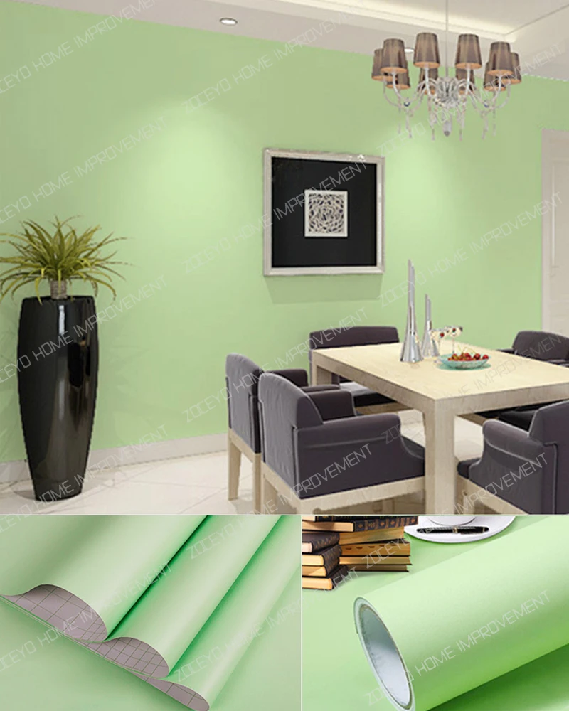 thumbnail image 1 of Papel tapiz autoadhesivo de PVC para decoración de paredes, color verde brillante, para renovación de muebles, armarios de cocina, papel tapiz impermeable, 1 of 5
