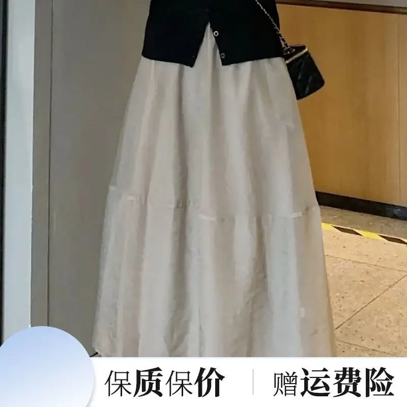 

2022 New Arrival Summer Women Loose Casual A-line Patchwork Mid-calf Skirt Korean Style All-matched Skirts P551
