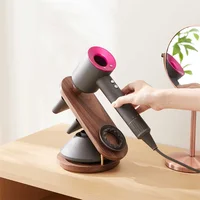 Wall Mount Hair Dryer Holder for Dyson Supersonic Hair Dryer Storage Rack Walnut Beech Wood Hair Dryer Bracket Bathroom Tools 2