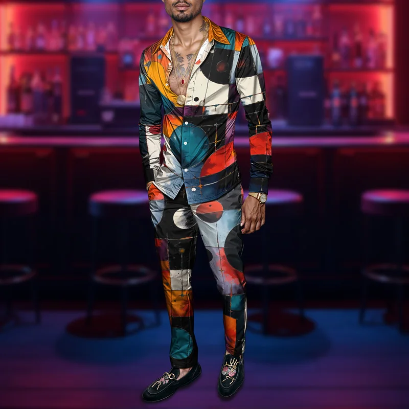 2025 New Style Spring Summer Men Shirt Set Brand Print Fashion Simple Two Piece Set Mens Luxury Lightweight Party Long Sleeves S_voghion.com