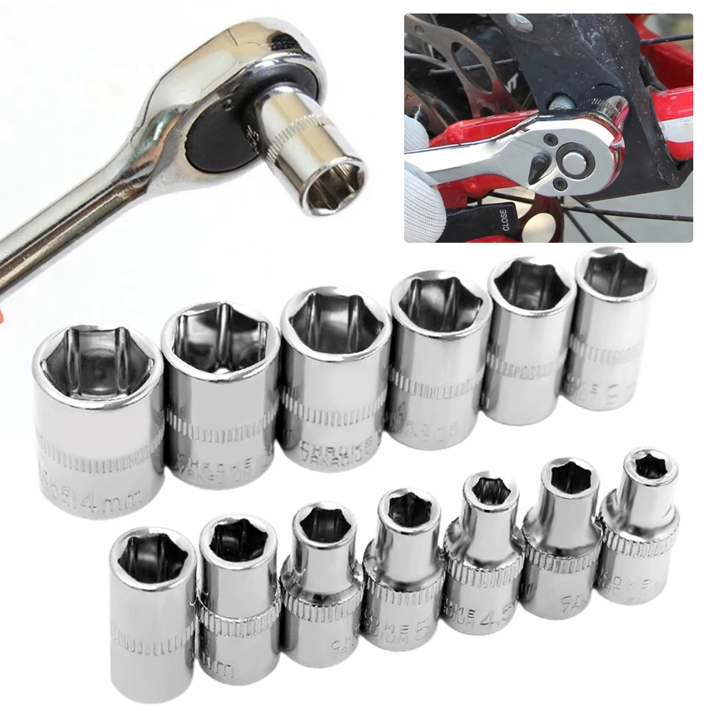 

1pc 1/4in Head Hex Keys Socket Wrench Metric Double End Hexagons Sleeve 4-14mm Torque Spanner Ratchet Wrench