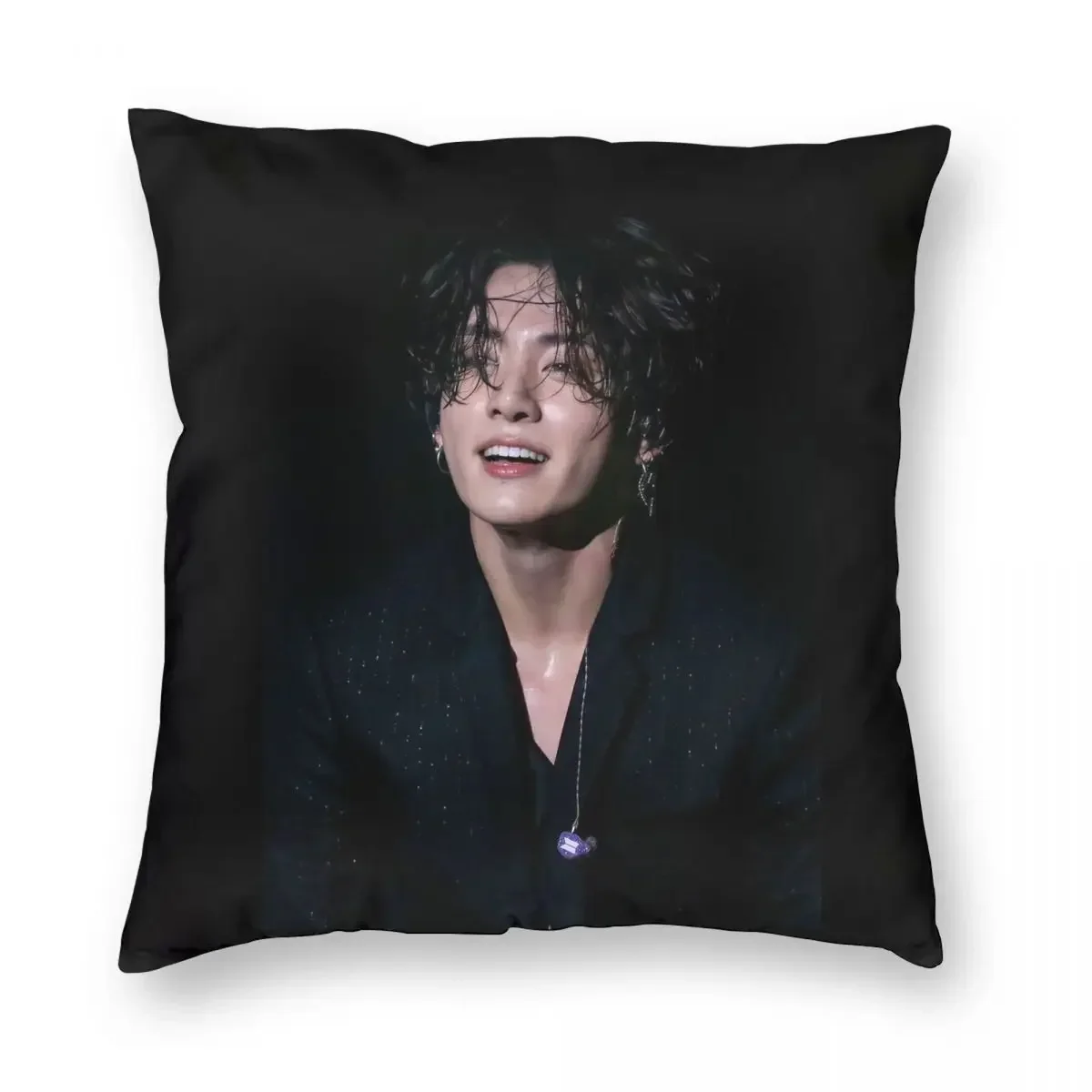 Jungkook Pillowcase Polyester Linen  Creative Zip Decor Bed Cushion Cover 45x45cm 18x18Inch 4