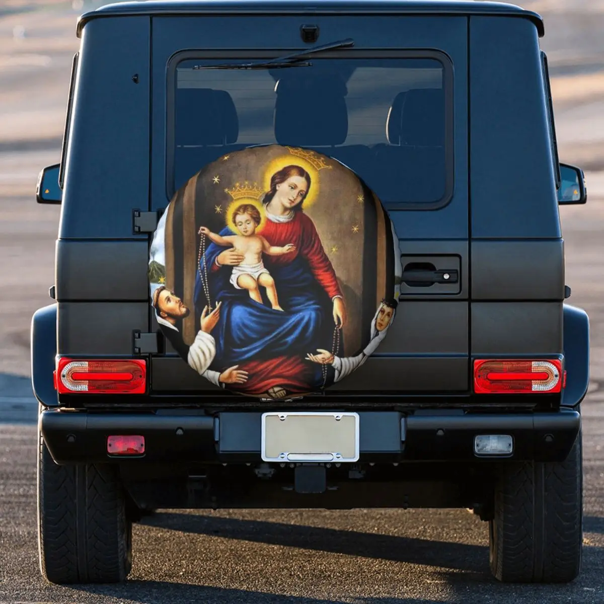 

Our Lady Of The Rosary, Virgin Mary, Rosary Tire Cover Wheel Protectors Weatherproof Universal for Jeep Trailer RV SUV Truck